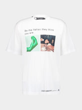 Dolce & Gabbana White Cotton Hand and Coffee Print T-shirt