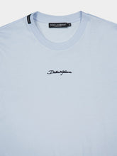 Dolce & Gabbana Light Blue Cotton T-Shirt with Embroidery