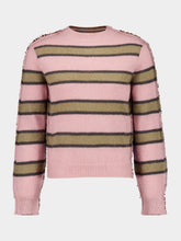 Marni Pink Striped Mohair Wool Crewneck
