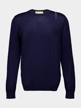 Marni Navy Blue Crewneck Wool Sweater