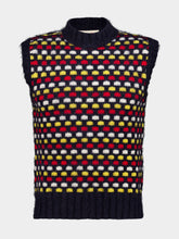 Marni Red and Blue Jacquard Shetland Wool Vest