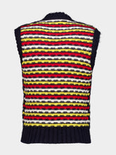 Marni Red and Blue Jacquard Shetland Wool Vest
