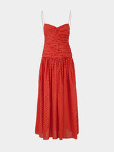 Matteau Tomato Polka Dot Gathered Drop Waist Dress