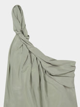 Balmain Olive Draped One-Shoulder Silk Crepe Top