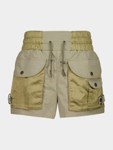 Balmain Green Cotton Twill Utility Shorts