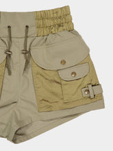 Balmain Green Cotton Twill Utility Shorts