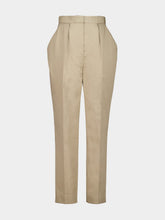 Balmain Beige Foncé Cotton High-Waisted Trousers