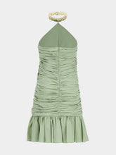 Balmain Olive Green Crepe Mini Dress
