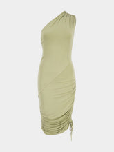 Balmain Pale Green One-Shoulder Mini Dress