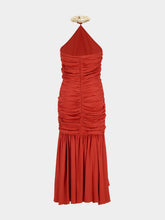 Balmain Red Shell Strap Midi Dress