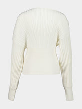 Balmain White Tube-Knit Jumper with Batwing Sleeves