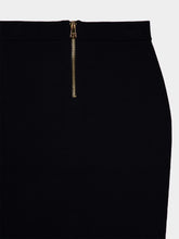 Balmain Black Compact Viscose Midi Skirt with Gold Buttons