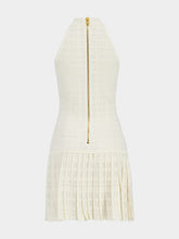 Balmain Natural Sleeveless Mini Dress in Tartan Knit