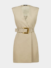 Balmain Beige Gabardine Cotton Belted Mini Dress