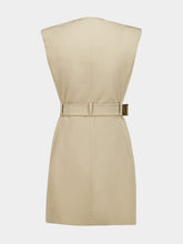 Balmain Beige Gabardine Cotton Belted Mini Dress