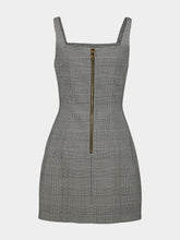 Balmain Black Prince of Wales Wool Mini Dress