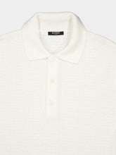 Balmain Natural Monogram Knit Wool Polo Shirt