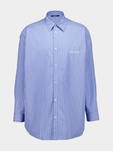 Balmain Blue Relaxed Fit Striped Cotton Shirt