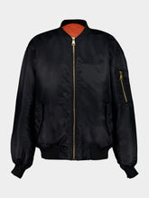 Balmain Black Nylon Bomber with Attitude Embroidery