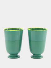 Set of 2 Green Murano Water Glasses