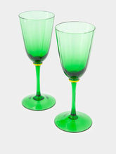 Set of 2 Green Murano Wine Glasses | PDP - Fashion Clinic