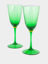 Set of 2 Green Murano Wine Glasses | PDP - Fashion Clinic