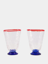 La DoubleJ Set of 2 Quilted Murano Blue Glasses