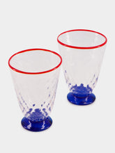 La DoubleJ Set of 2 Quilted Murano Blue Glasses