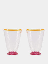 La DoubleJ Set of 2 Quilted Murano Pink Glasses