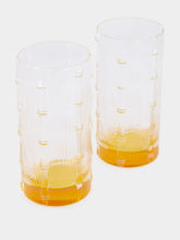 La DoubleJ Solid Amber Bamboo Set of 2 Highball Glasses
