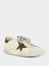 Golden Goose White and Brown Super-Star Leather Sneakers