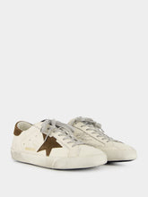 Golden Goose White and Brown Super-Star Leather Sneakers