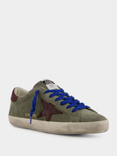 Golden Goose Dark Green Suede Superstar Sneakers with Brown Star