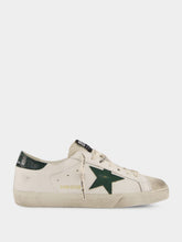 Golden Goose White and Green Superstar Sneakers
