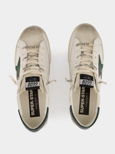 Golden Goose White and Green Superstar Sneakers