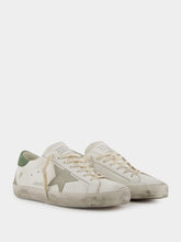 Golden Goose White Superstar Leather Sneakers with Green Details