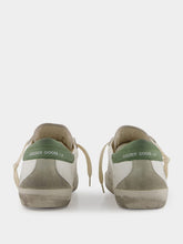 Golden Goose White Superstar Leather Sneakers with Green Details