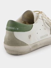 Golden Goose White Superstar Leather Sneakers with Green Details