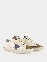 Golden Goose Blue Denim and Brown Super-Star Sneakers
