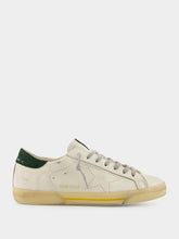 Golden Goose White Superstar Sneakers with Green Suede Heel