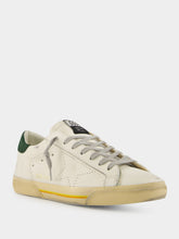 Golden Goose White Superstar Sneakers with Green Suede Heel