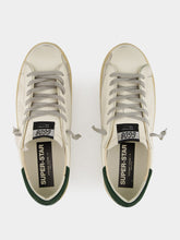 Golden Goose White Superstar Sneakers with Green Suede Heel