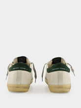 Golden Goose White Superstar Sneakers with Green Suede Heel