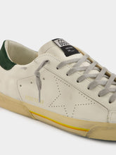 Golden Goose White Superstar Sneakers with Green Suede Heel