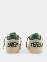 Golden Goose White and Green Ballstar Sneakers with Matt Heel