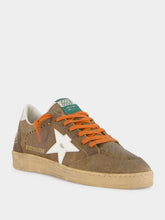 Golden Goose Brown and White Ball Star Sneakers with Leather Star
