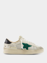 Golden Goose White and Green Nylon Star Sneakers with Leather Heel