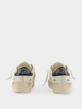 Golden Goose White and Green Nylon Star Sneakers with Leather Heel