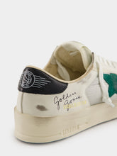 Golden Goose White and Green Nylon Star Sneakers with Leather Heel