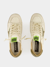 Golden Goose White Stardan Sneakers with Green Snake Star